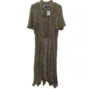 Lauren Ralph Lauren Women's Paisley Crinkle Georgette Tie-Neck Dress